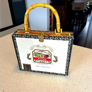 Cigar Box Upcycle Handbag with Bamboo-like Handle, very unique 🤩